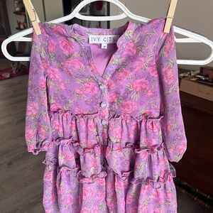 Toddler- Ivy City Co Lavender Floral Dress